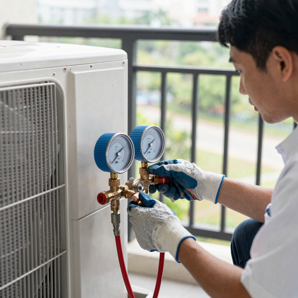 Aircon Gas Top-Up and Leak Test