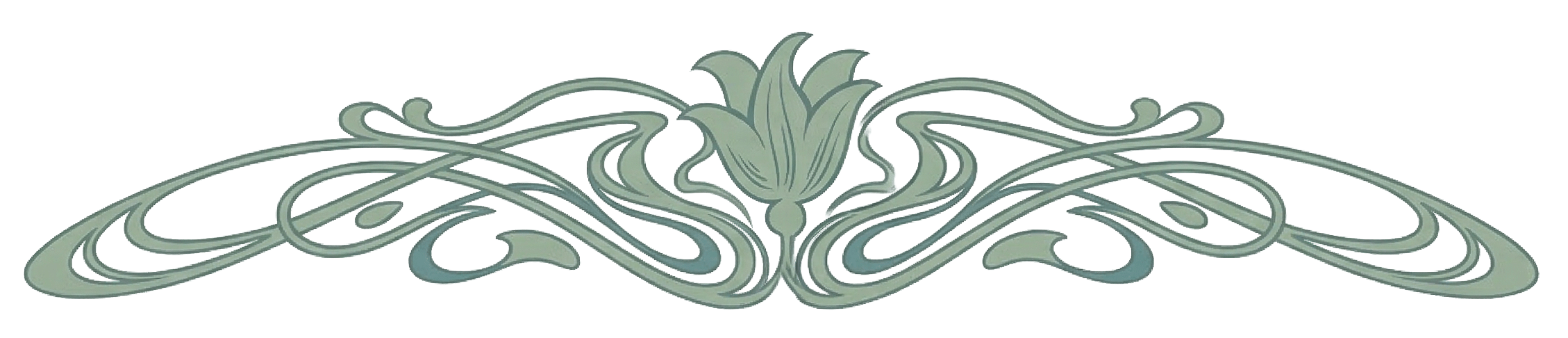 Elegant art nouveau floral design with swirling tendrils and a central stylized lily, perfect for decorative accents and