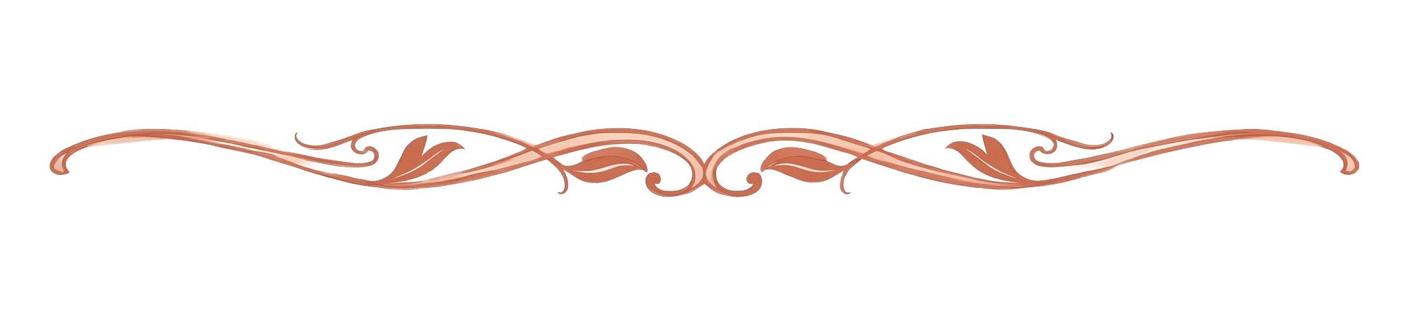 Elegant copper scroll design, a decorative flourish element for vintage or luxury projects.