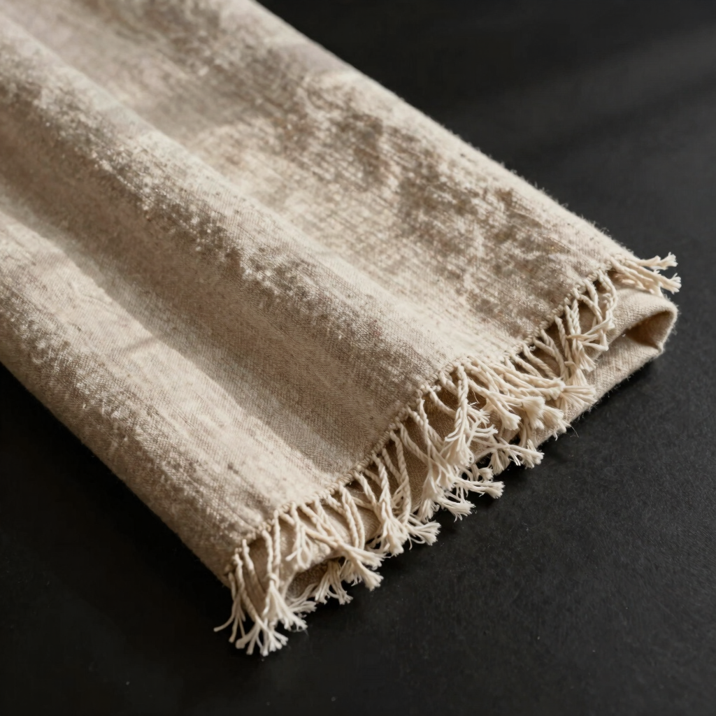 Fringed Linen Throw Blanket