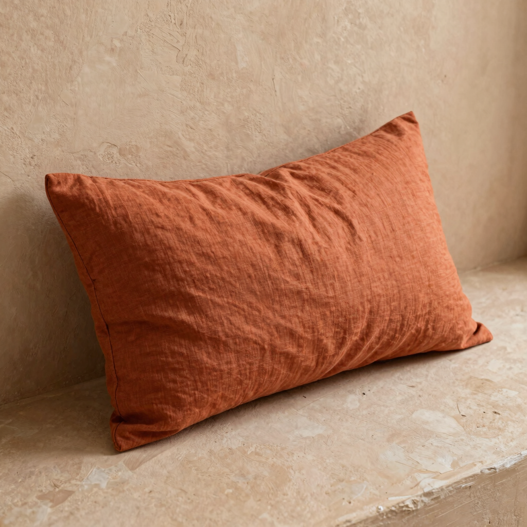 Terracotta Linen Lumbar Pillow