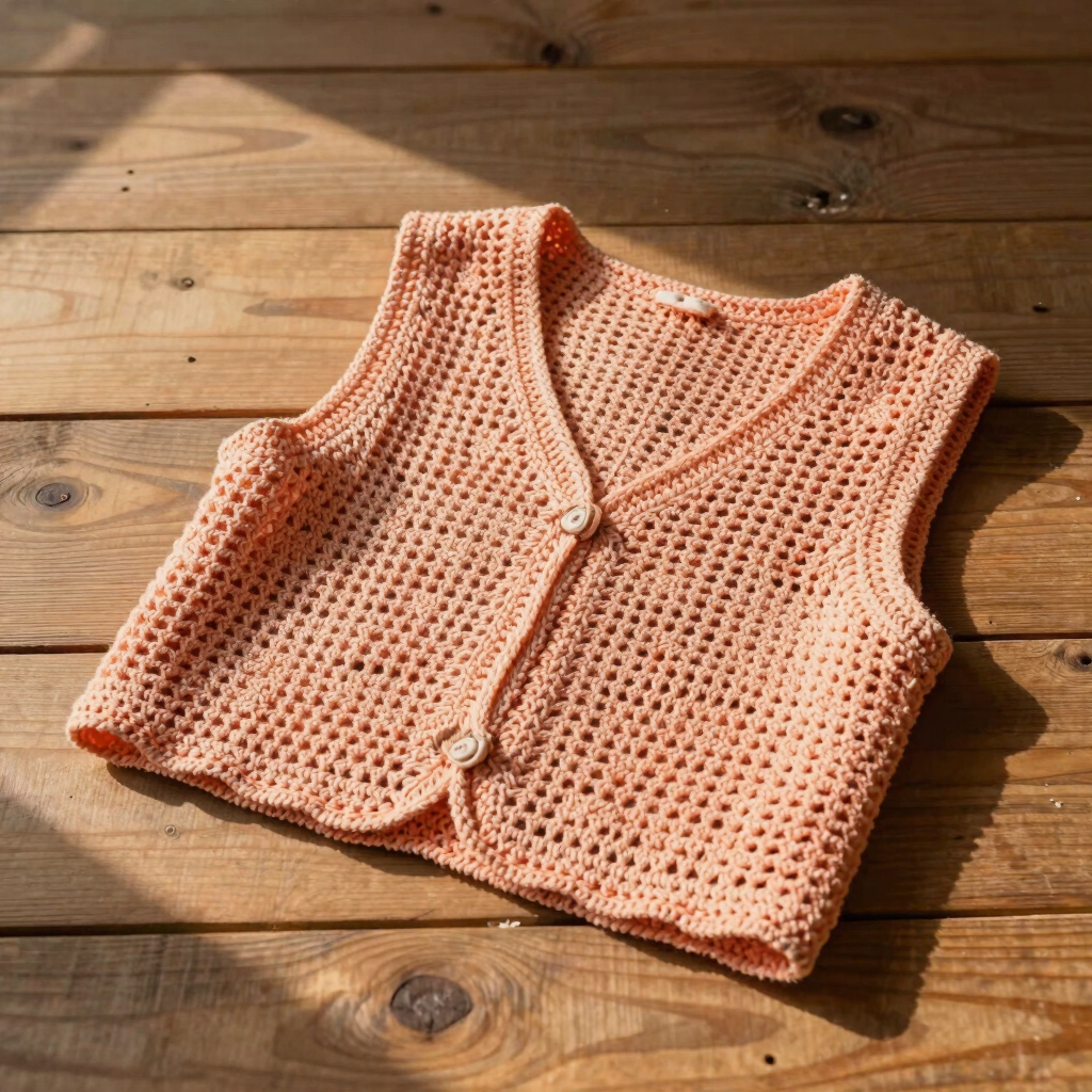 Peachy Crochet Knit Vest