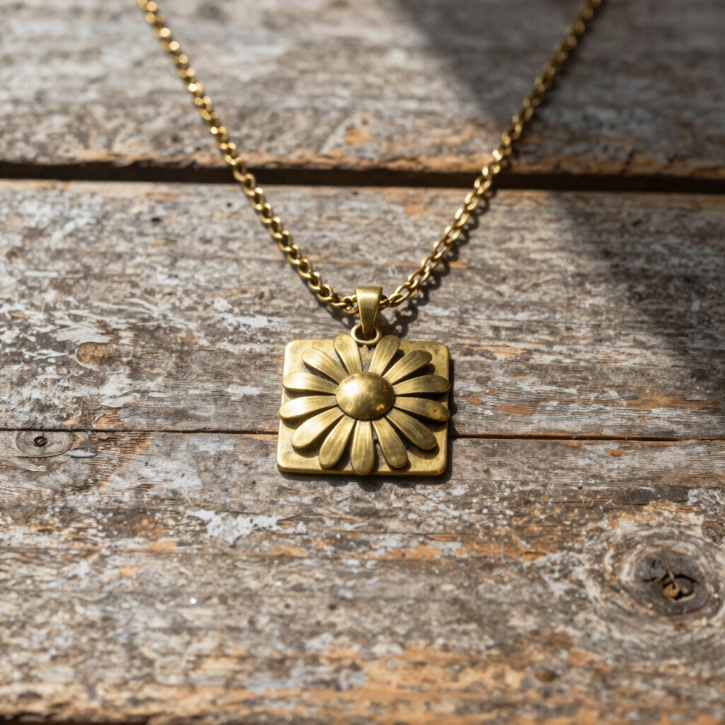 Daisy Charm Brass Necklace