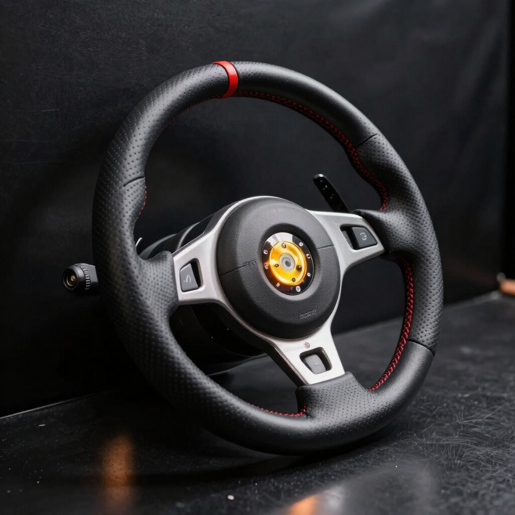 Volante Ergonómico en Cuero Perforado