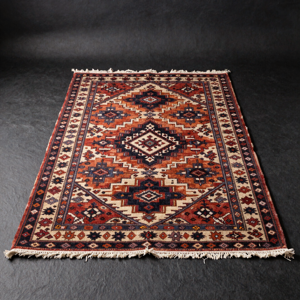 Hand-Woven Silk and Wool Balochi Rug