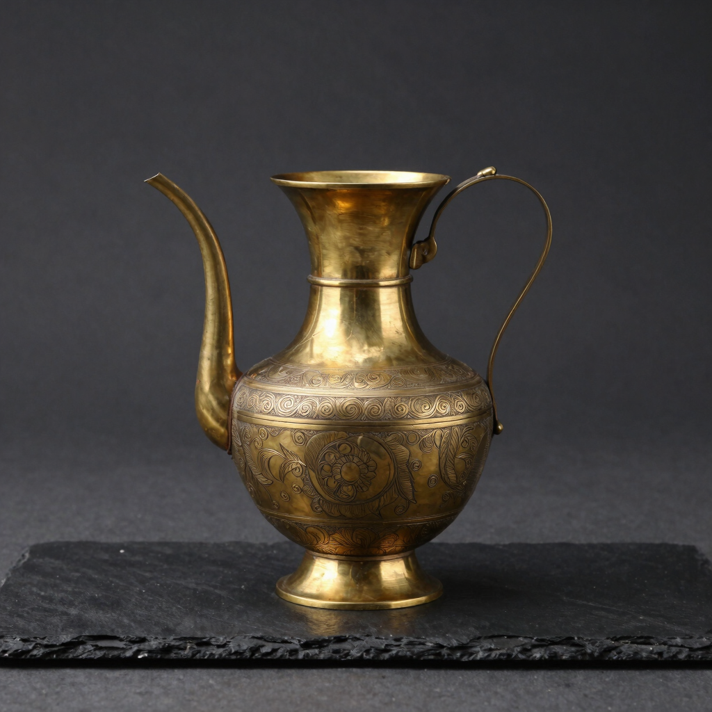 Engraved Brass Aftaba Water Vessel