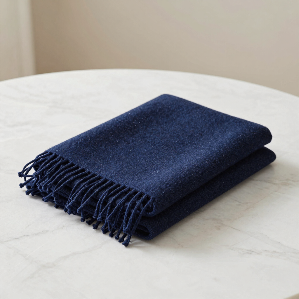 Midnight Navy Merino Wool Throw