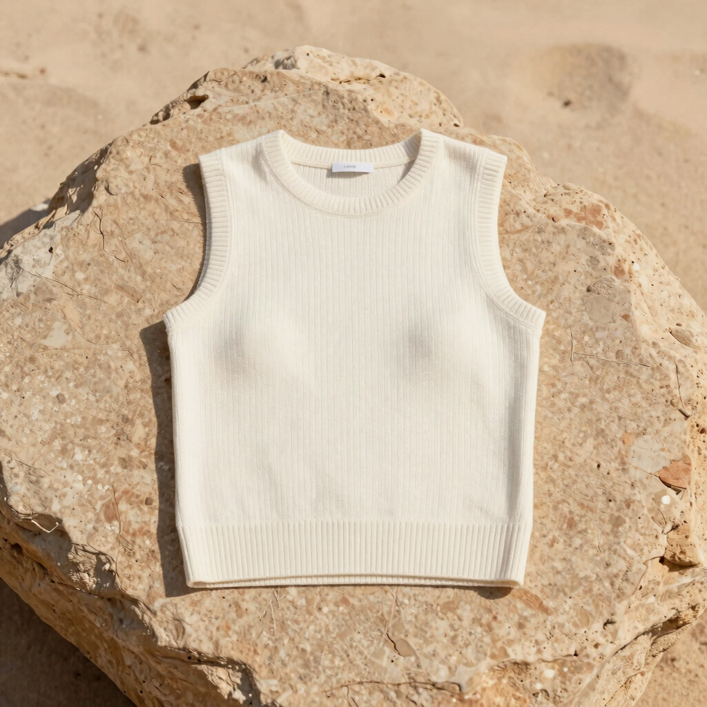 Off-White Ribbed Knit Top