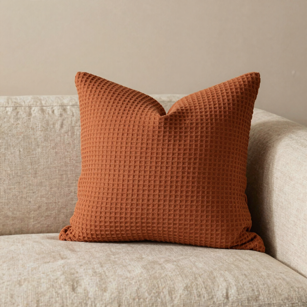 Terracotta Waffle Pillow Cover