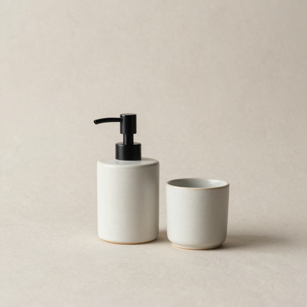 Matte Ceramic Bathroom Dispenser Set