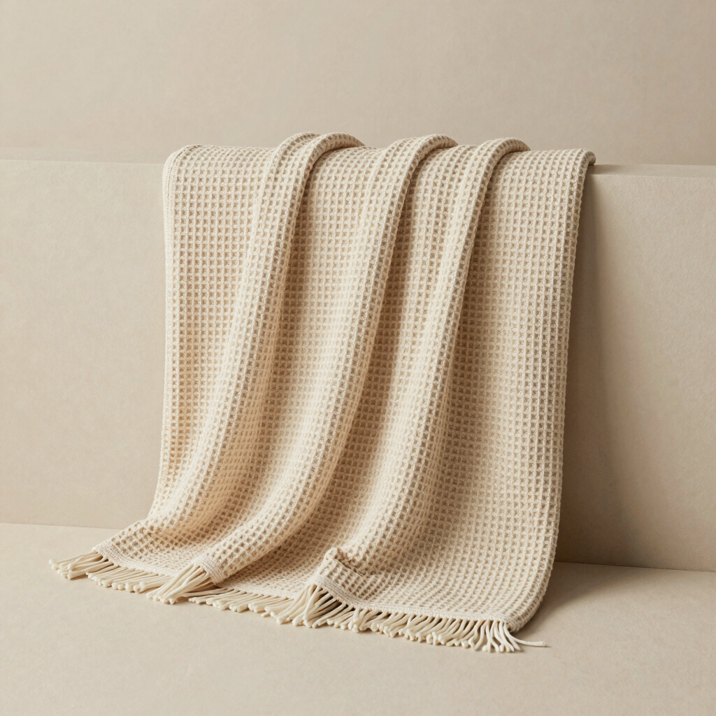 Waffle Knit Cotton Throw Blanket