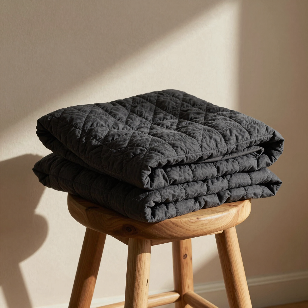 Charcoal Quilted Cotton Throw