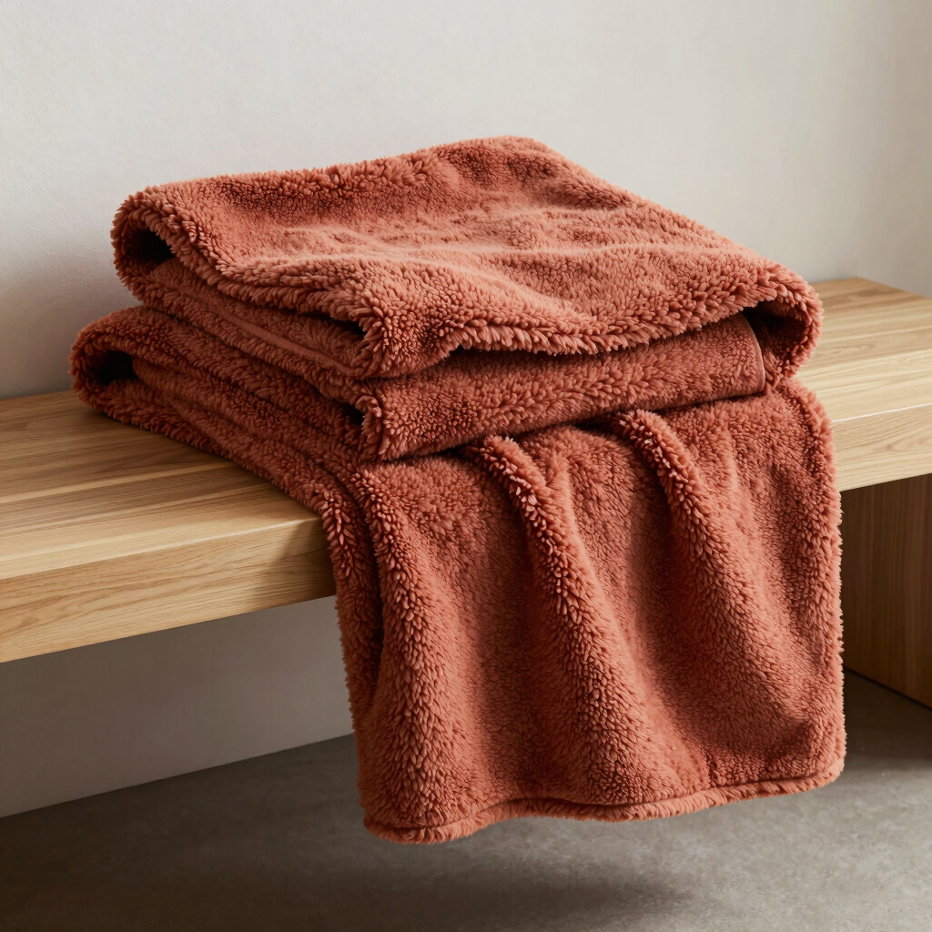 Terracotta Sherpa Fleece Throw