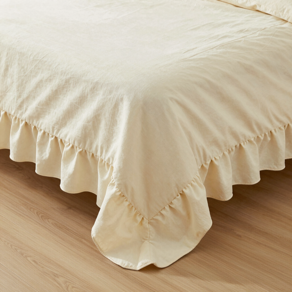 Soft Cream Ruffled Bed Skirt
