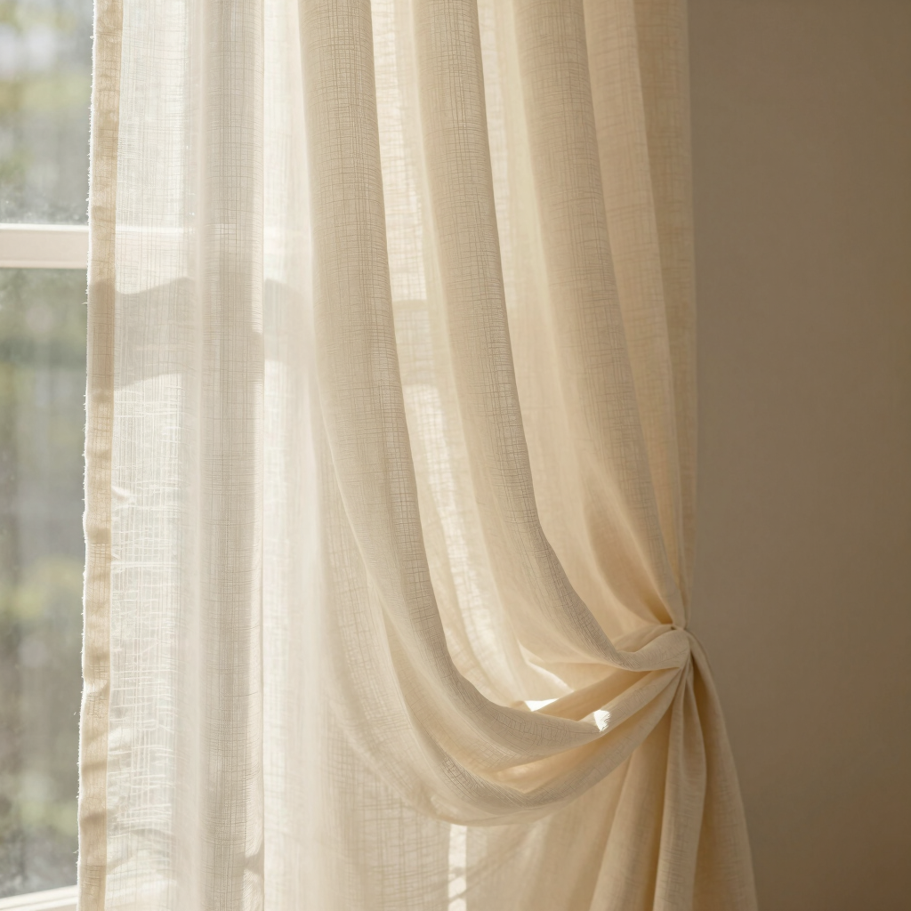 Muted Cream Cotton Voile Curtains