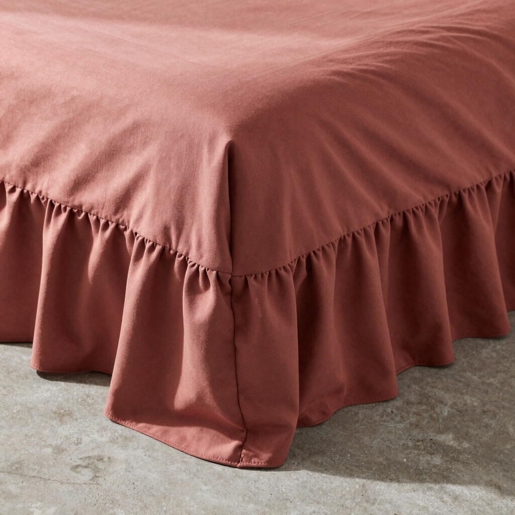 Dusty Terracotta Ruffled Bed Skirt