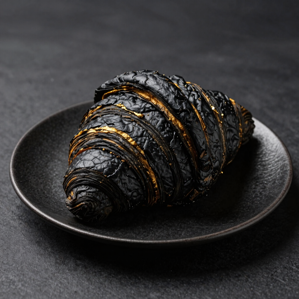 Noir Croissant with Gold Glaze