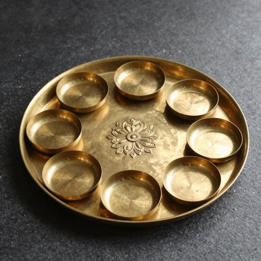 Royal Brass Seven-Piece Pooja Thali Set