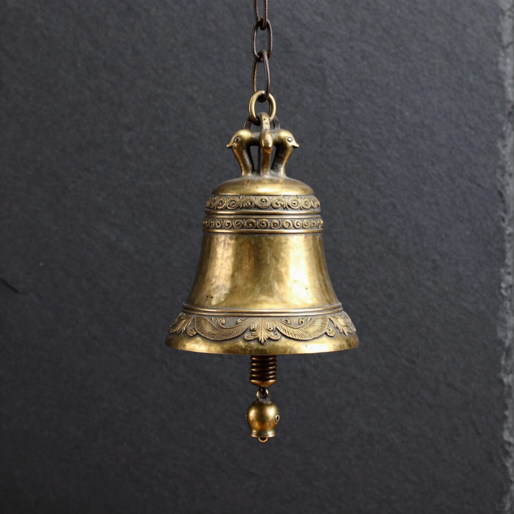 Carved Peacock Brass Hanging Bell