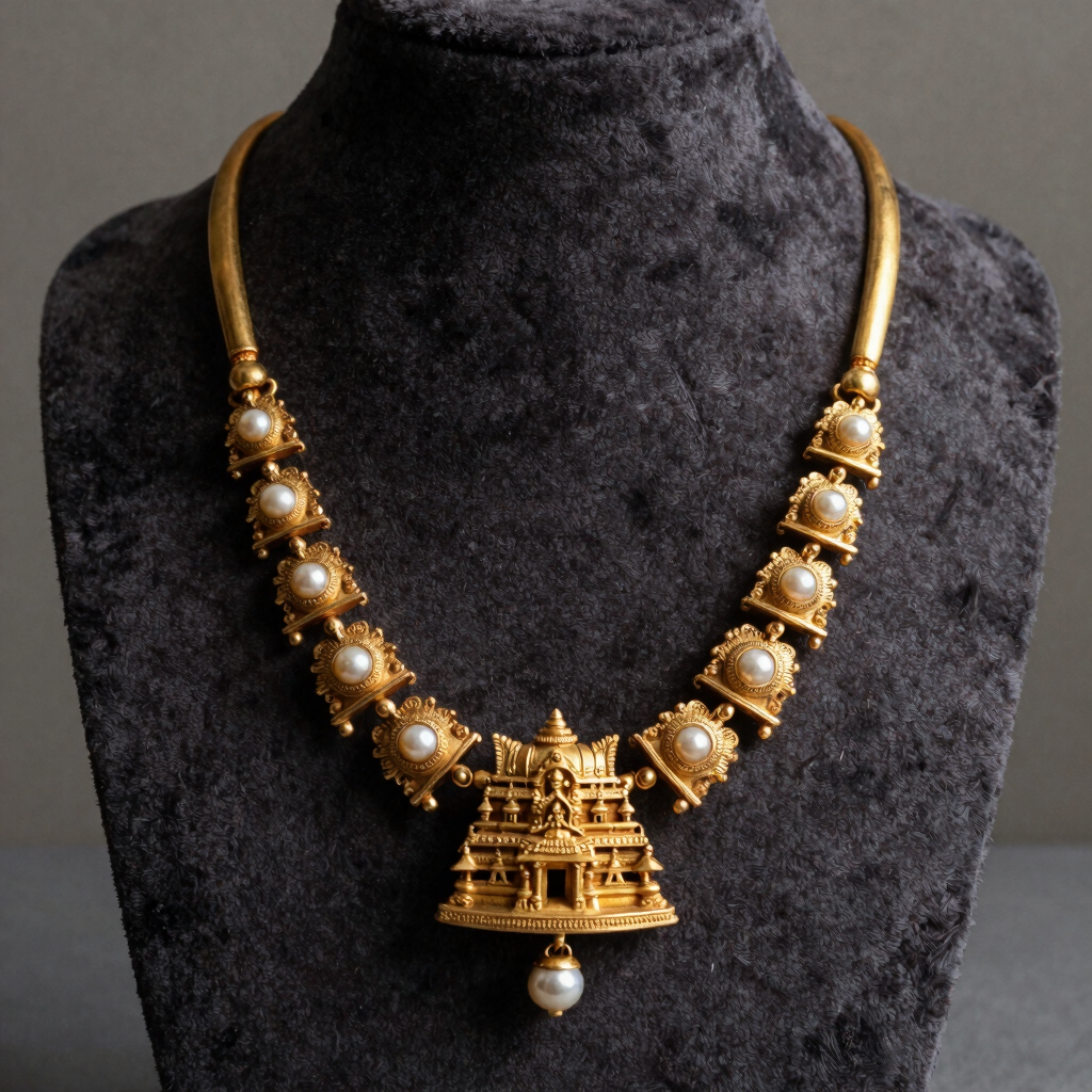 Temple Heritage Antique Gold Necklace Set