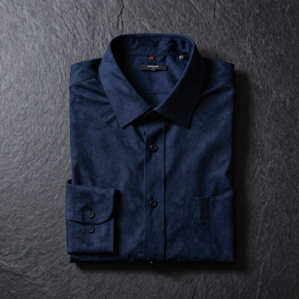 Minimalist Navy Suede-Detail Shirt