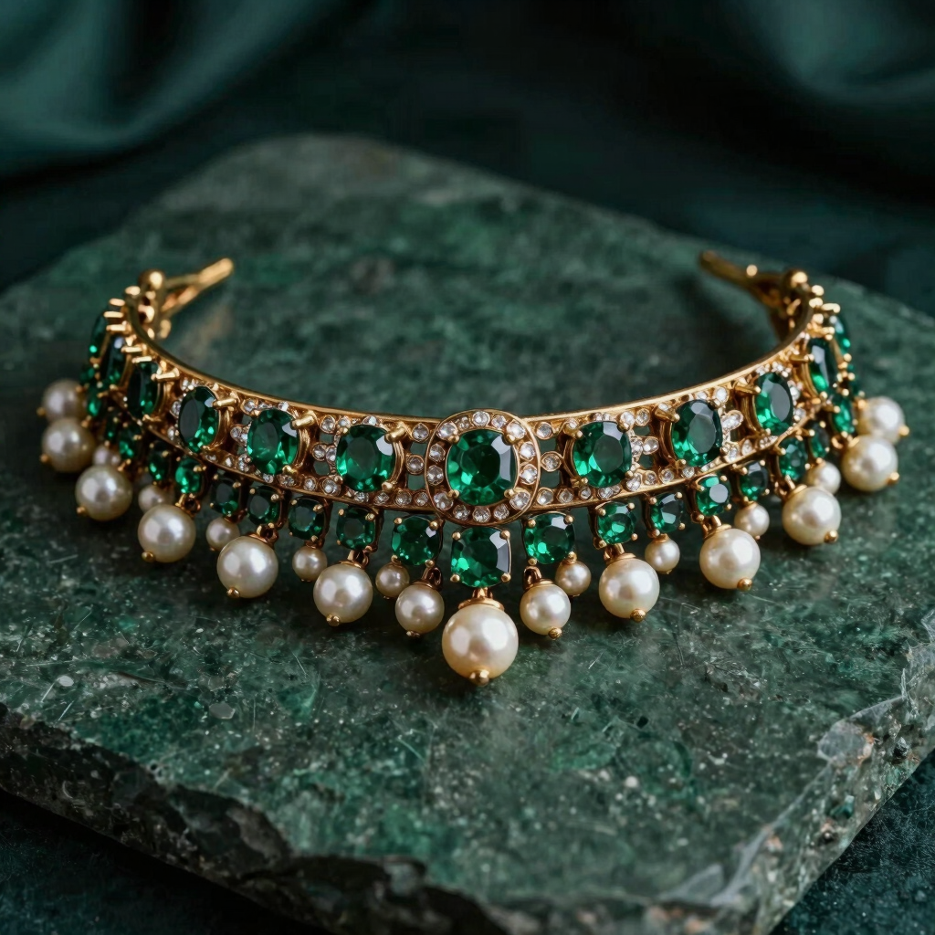 Emerald Rajkumari Choker Set