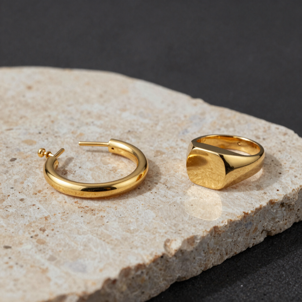 Solene Minimalist Hoop and Ring Set
