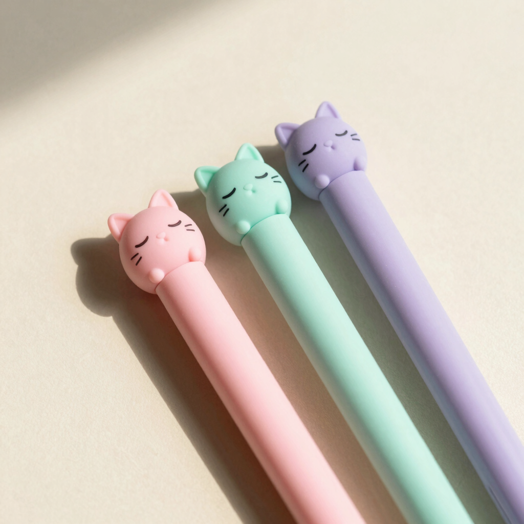 Kit de Canetas Gel Gatinho Sonolento