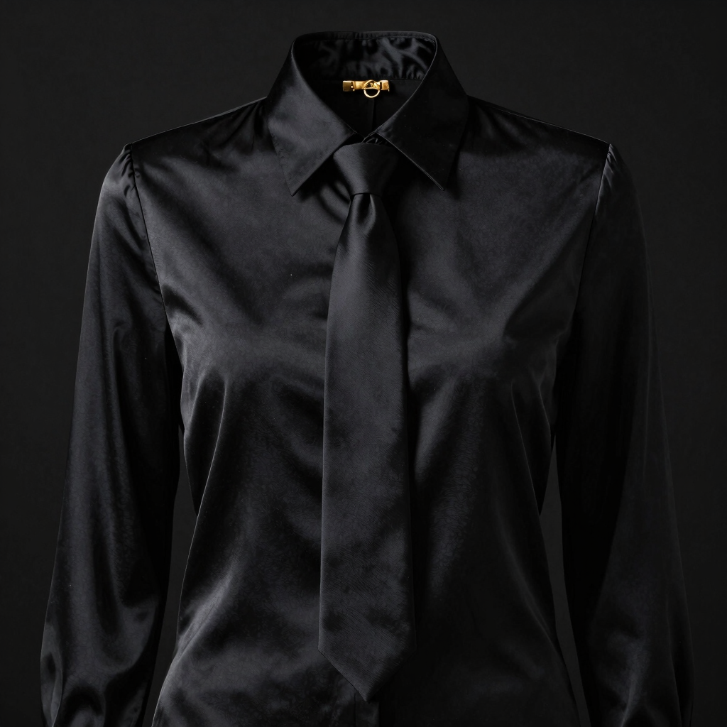 Camisa Satin Gola Laço