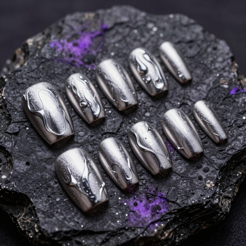 Liquid Mercury Chrome Press-On Nails