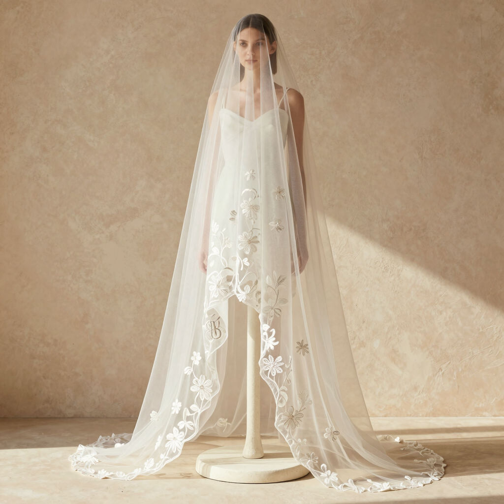 Monogrammed Heirloom Organza Veil