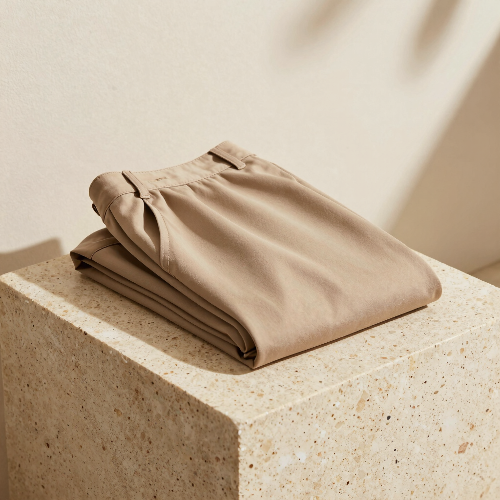 Sand Silk-Cotton Tailored Trousers