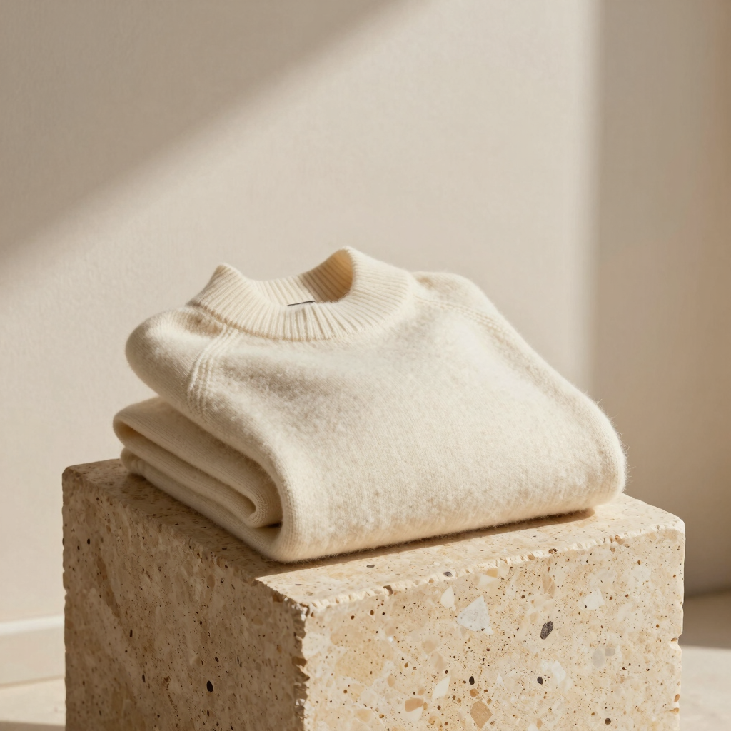 Cream Merino Mockneck Sweater