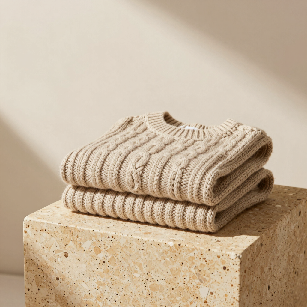 Oatmeal Cable Knit Crewneck