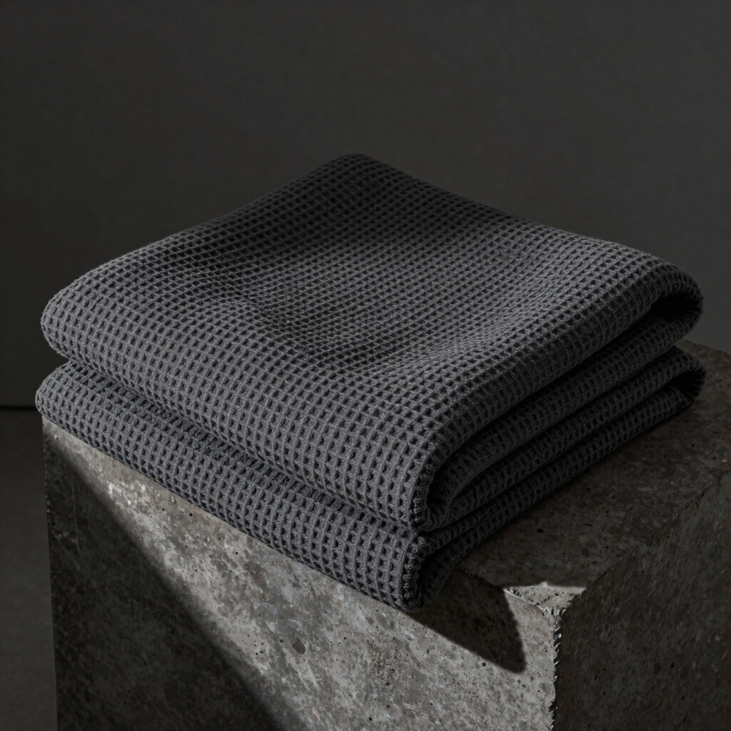 Charcoal Waffle Cotton Throw