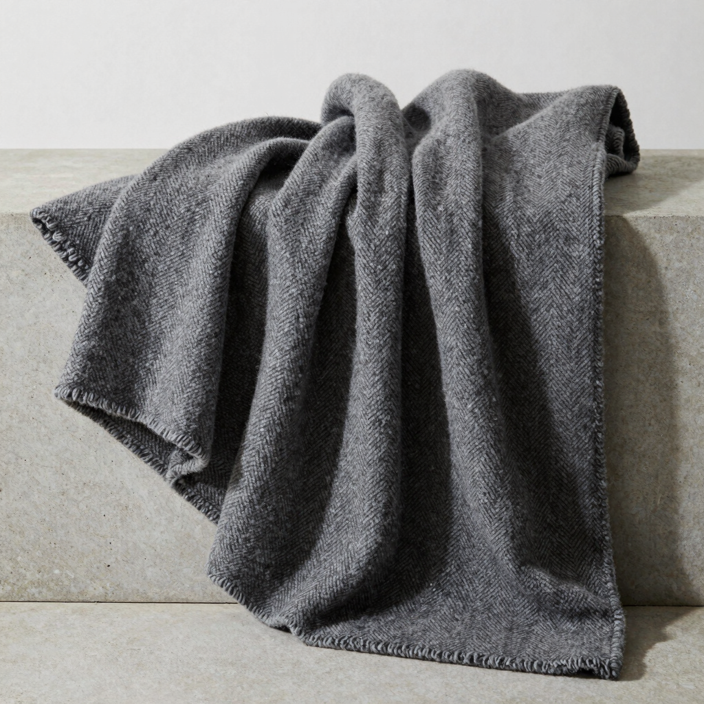 Slate Herringbone Alpaca Throw