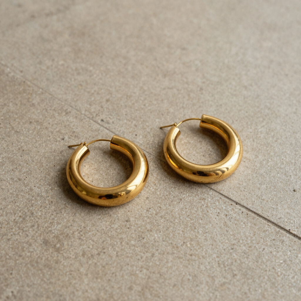 Sculpted Chunky Gold Hoops