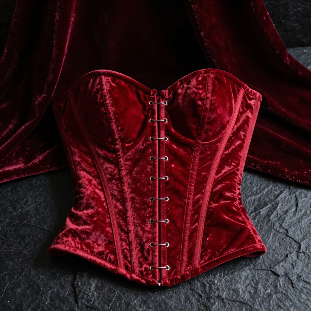 Corset de Veludo Vermelho Cereja