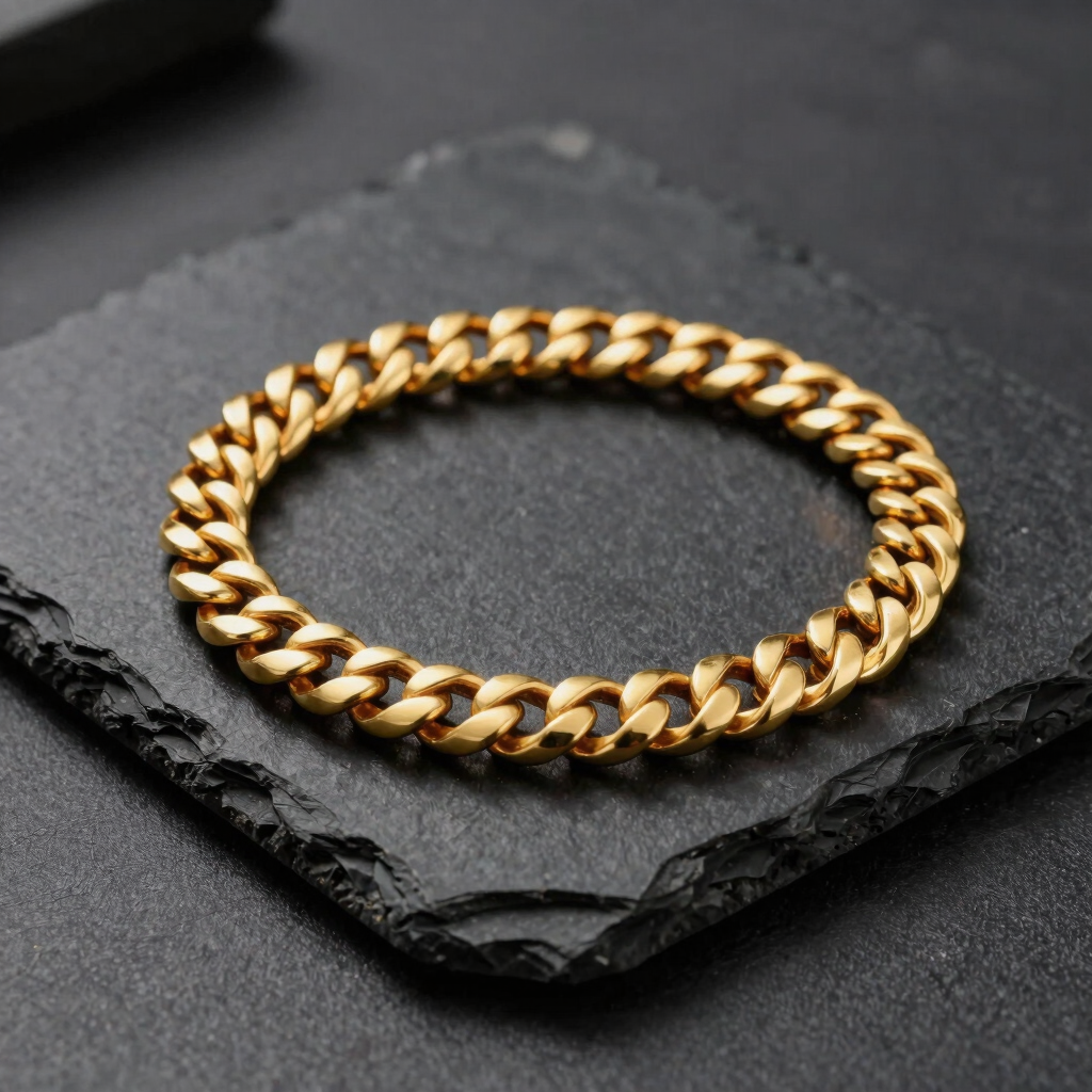 Brazalete de Eslabones de Oro Macizo