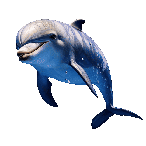 a dolphinfish in the water with a green background