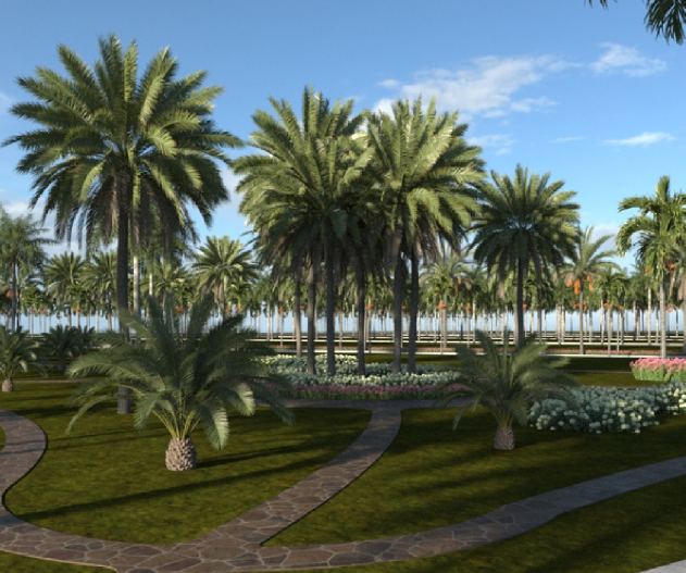 Andador y área verde del desarrollo Real Costa Azul 2