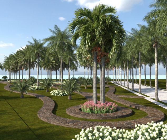 Andador y área verde del desarrollo Real Costa Azul 3
