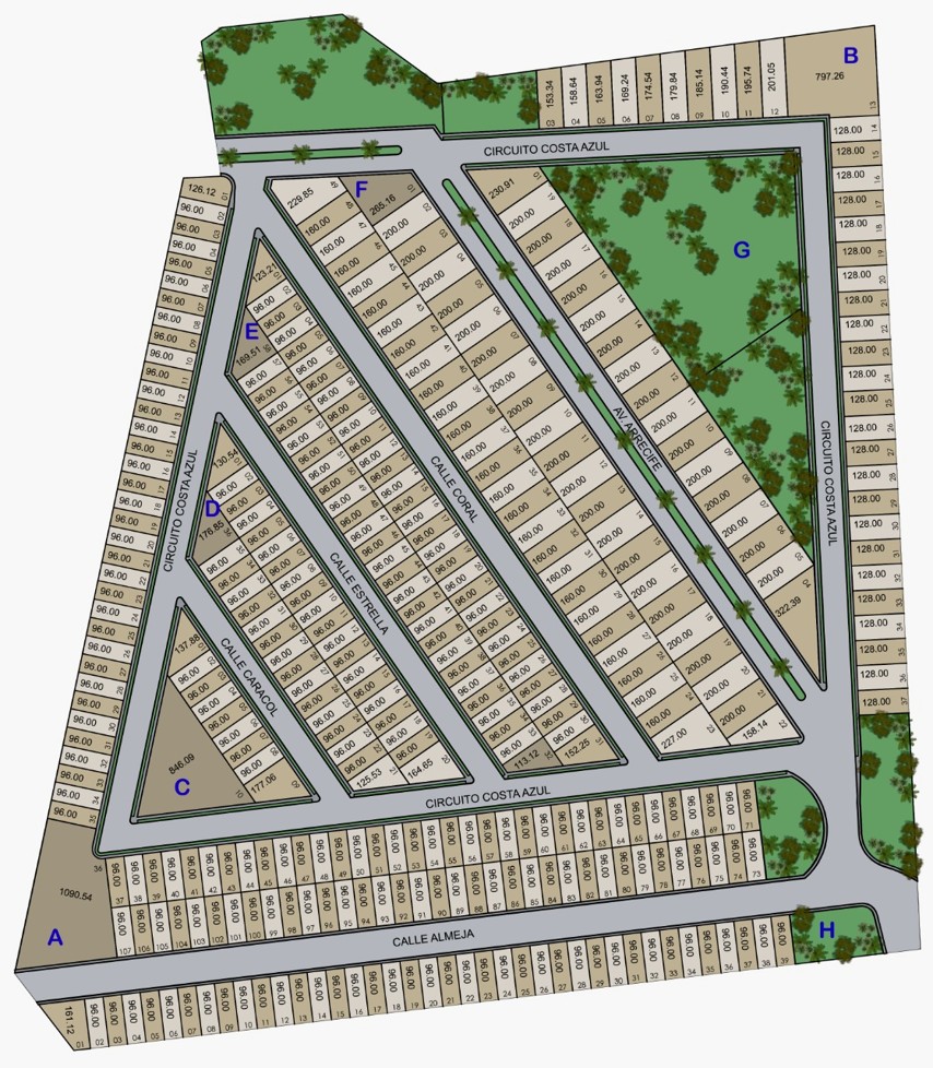 Plano con ubicaciones del desarrollo Real Costa Azul