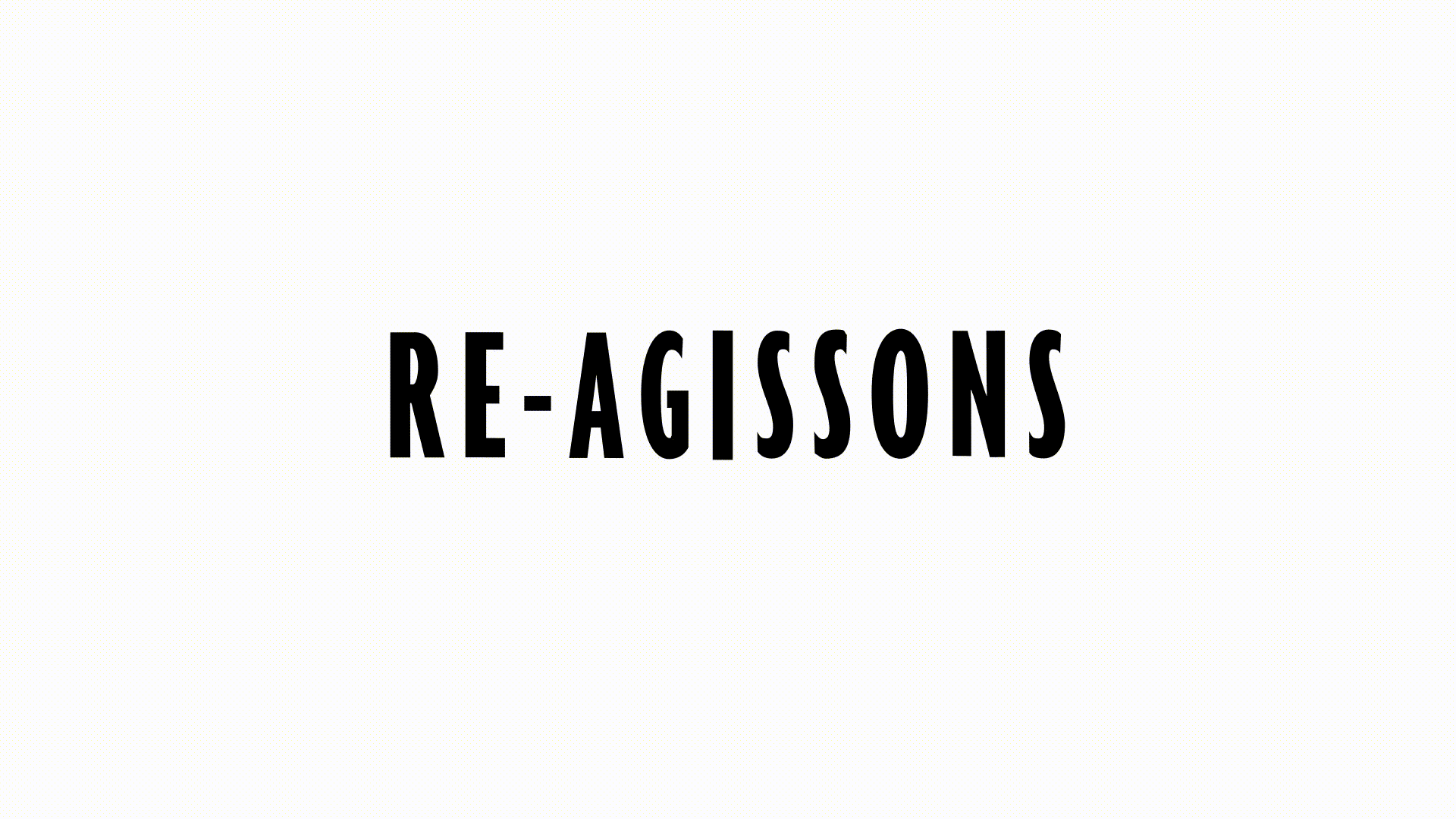 animated title "ré-agissons" into a colorful logo "RE"