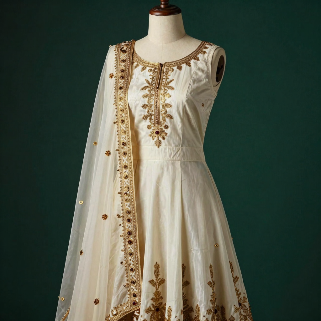 Nur-Jahan Ivory Organza Peshwas