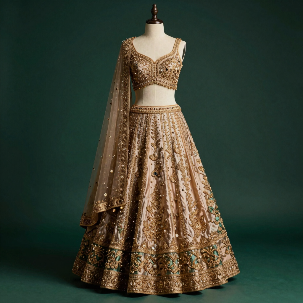 Gulbahar Crimson Velvet Lehenga