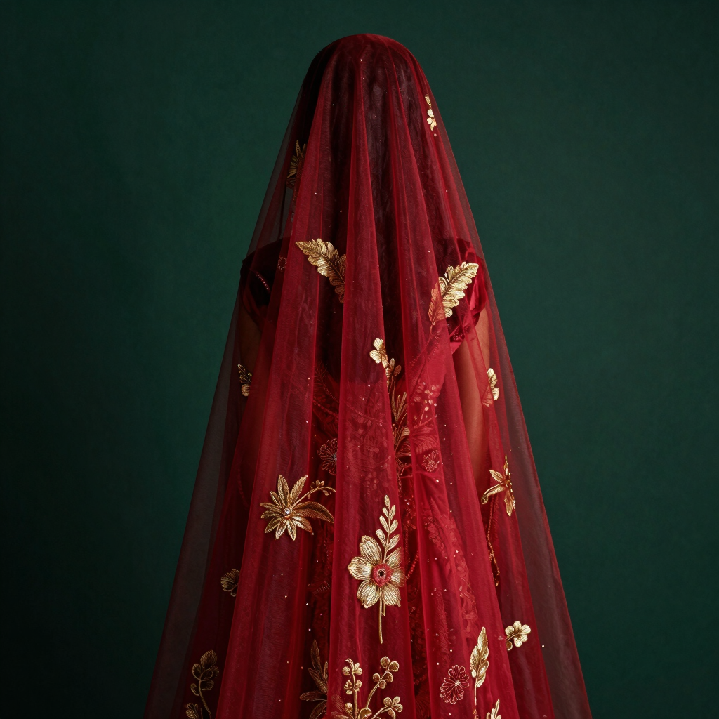 Sultana Crimson Bridal Veil