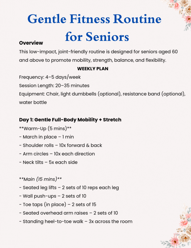 Gentle  Fitness Routine For Seniors