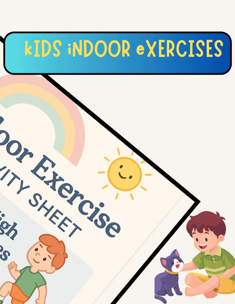 Kids Indoor Exercise Activity Sheets