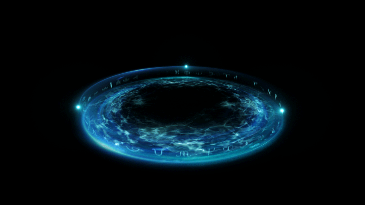 a blue and black circular object with a black background